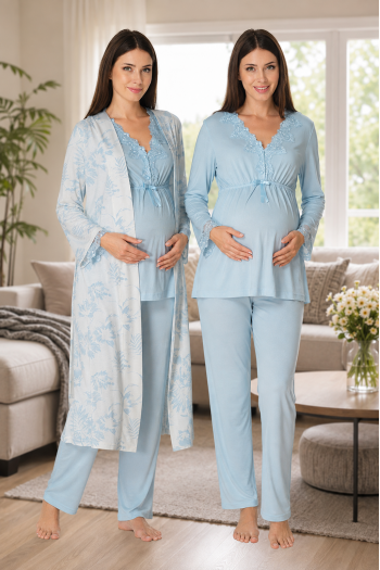 Effortt 8094 Mavi Lohusa Hamile Pijama Takım Sabahlık Effortt 8094 Mavi Lohusa Hamile Pijama Takım Sabahlık
